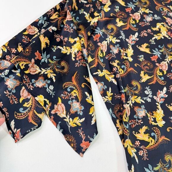 Motto Top Womens 2X Black Floral Pattern Kimono Sleeve Boat Neck Blouse Mature - Picture 2 of 10